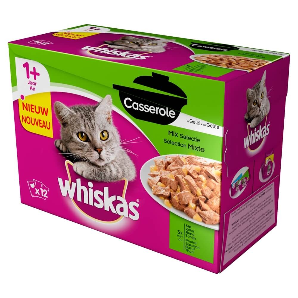 Whiskas Pochette Casserole S Lection Mixte En Gel E Pour Chat