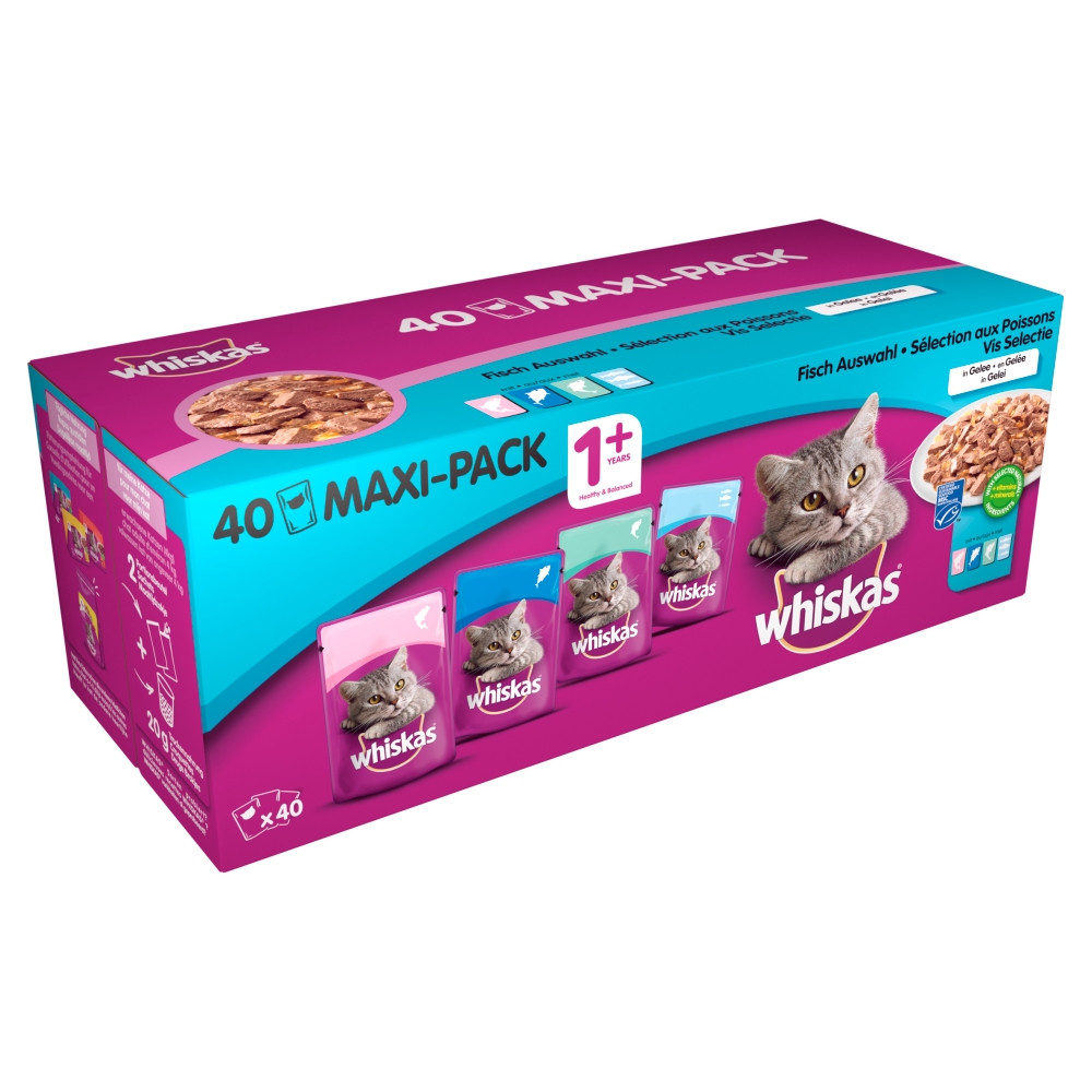 Whiskas 1 Sélection poisson en gelée multipack Envoi rapide