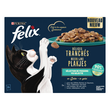 Felix Heerlijke Plakjes Vis Selectie natvoer kat (12x80 g)