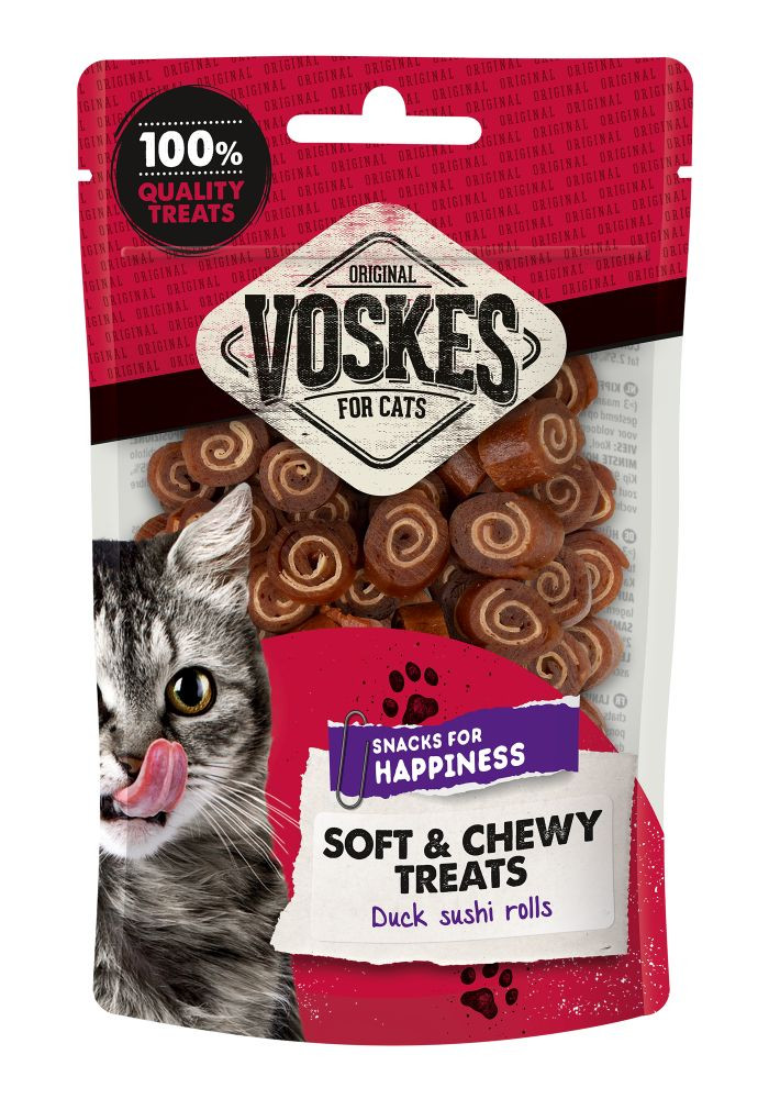 Voskes Sushi rolls eend Soft & Chewy kattensnack (60 g)