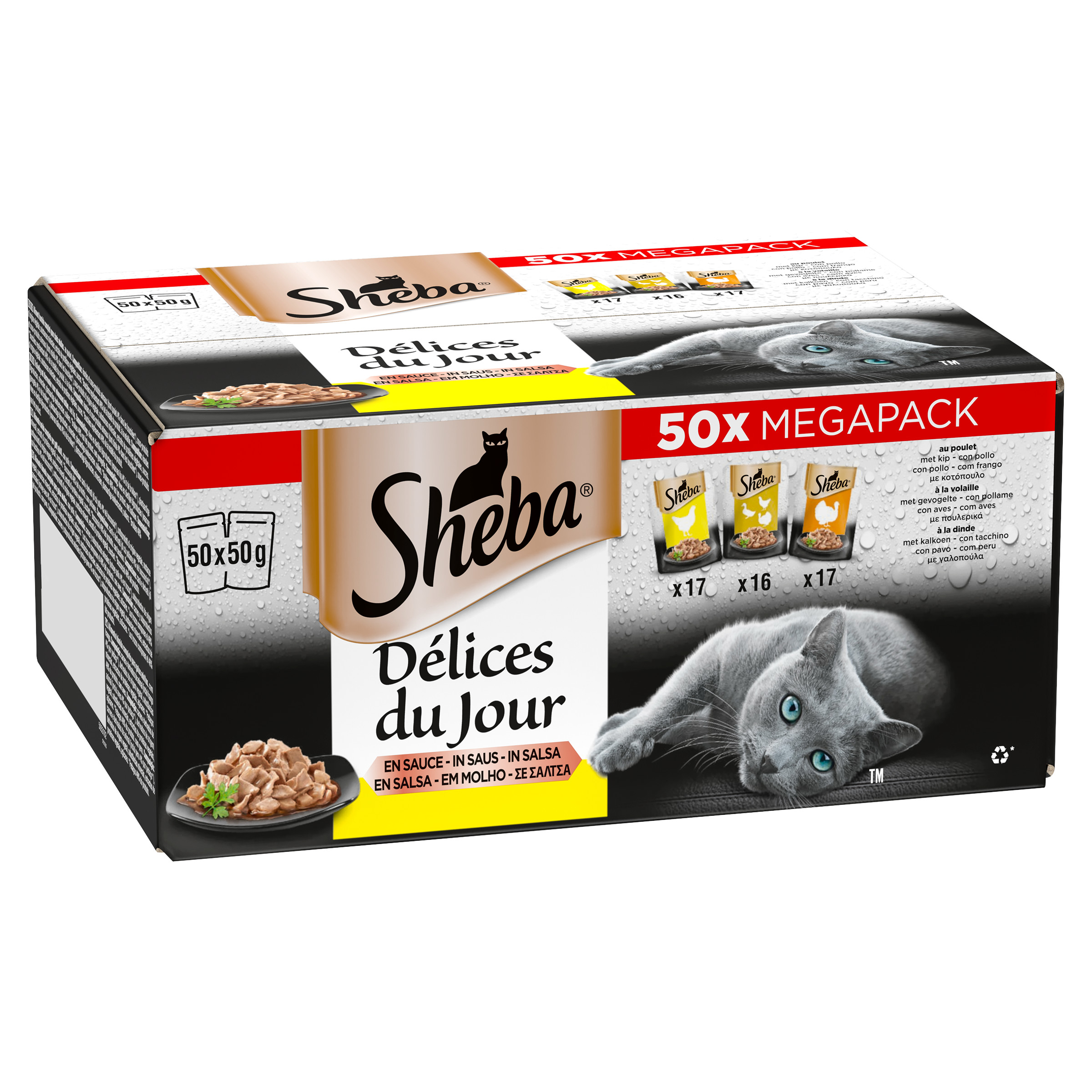 Sheba Délices du Jour à la volaille en sauce pâtée pour chat (50g)