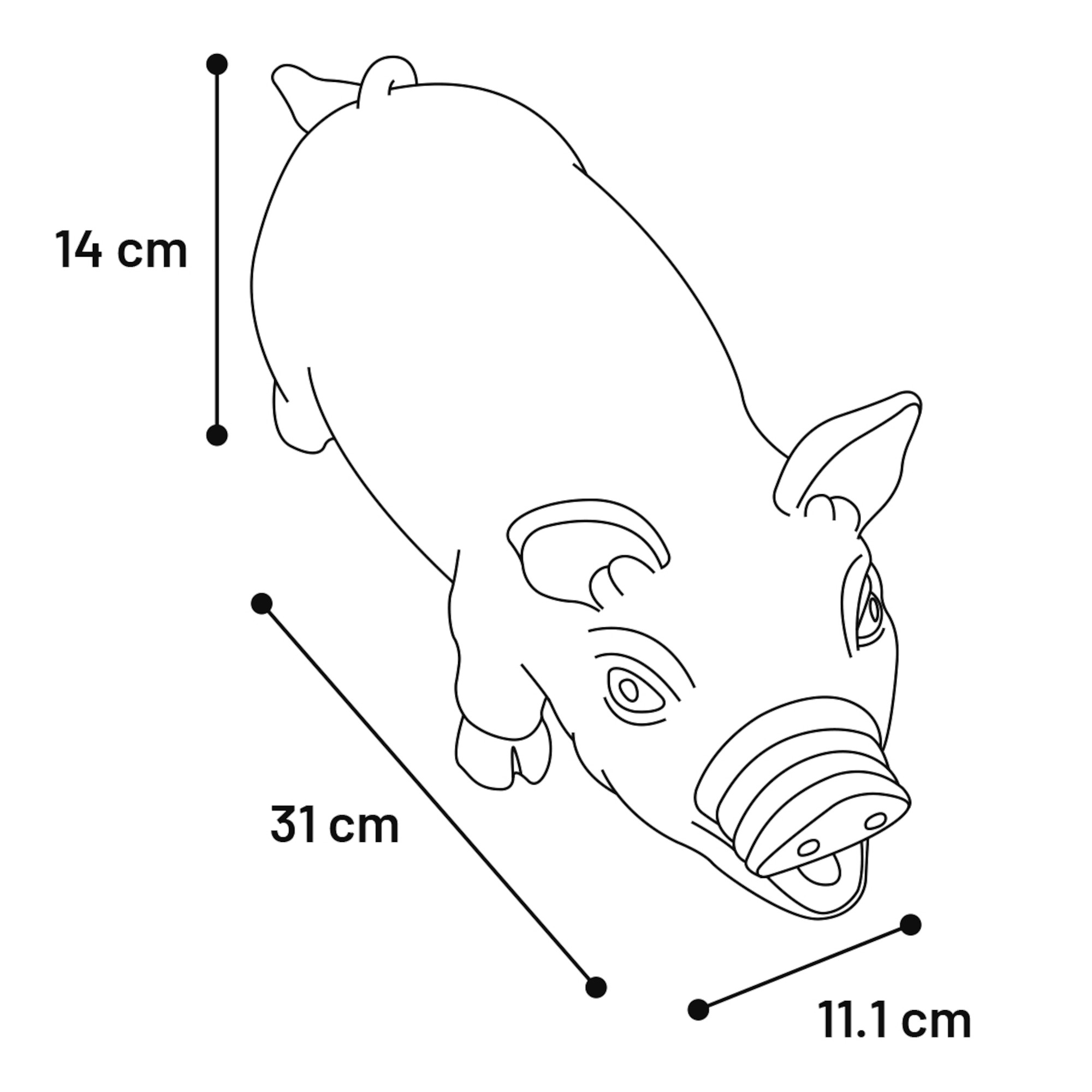 Zwart latex varken hondenspeelgoed