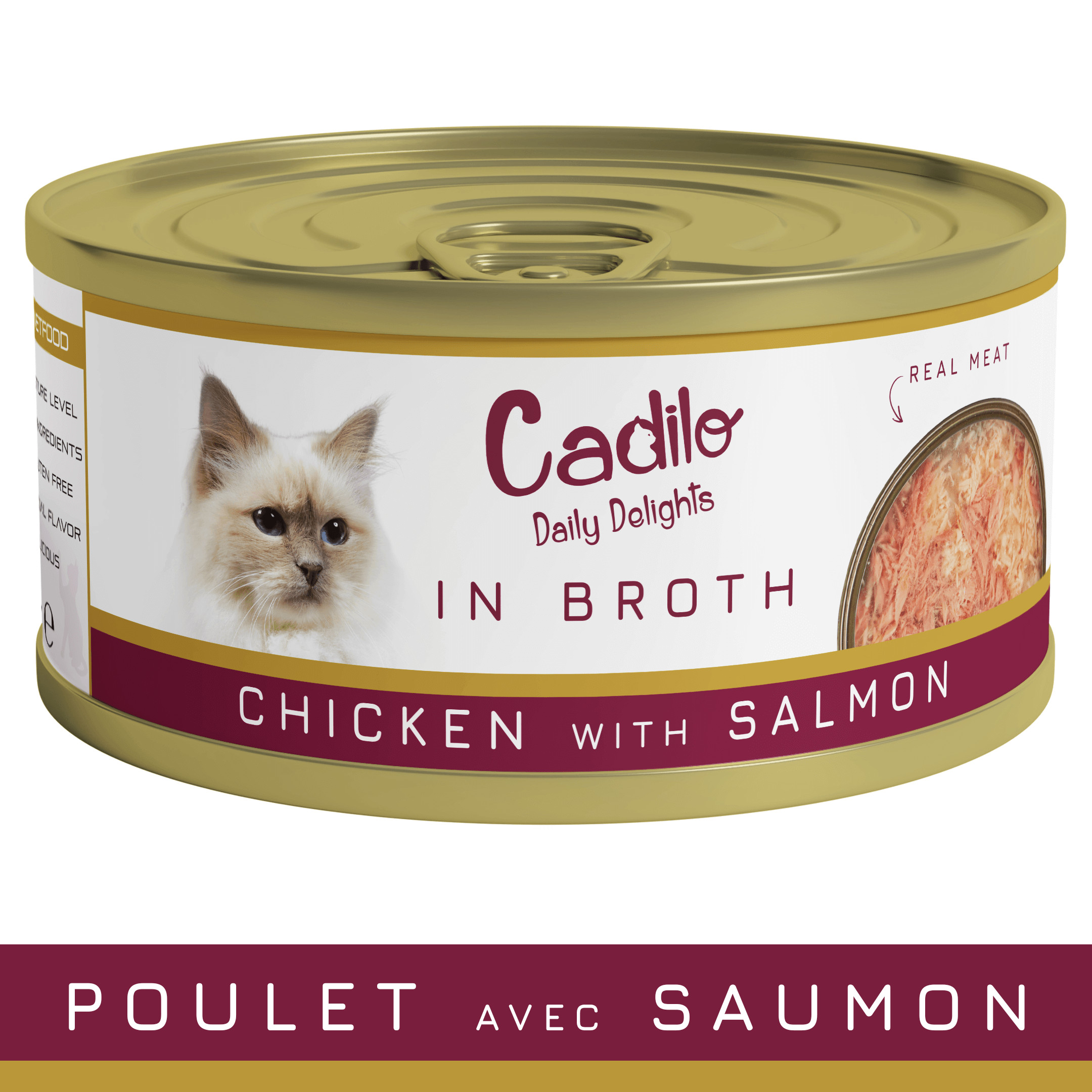 Cadilo kip met zalm in bouillon natvoer kat (70 g)