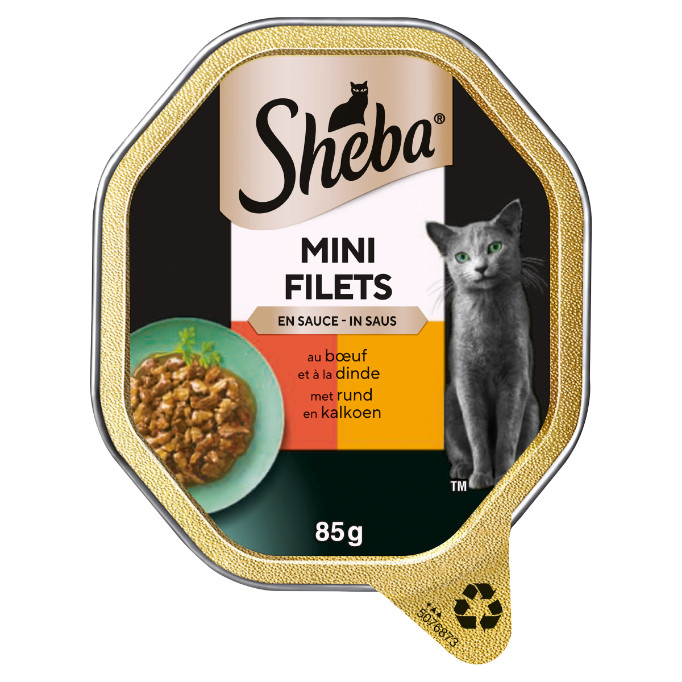 Sheba Mini Filets au bœuf et à la dinde pâtée pour chat  (85 g)