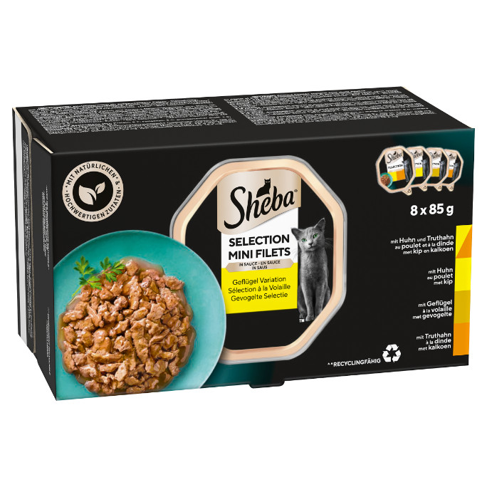 Sheba Mini Filets Sélection à la volaille pâtée pour chat (85 g)