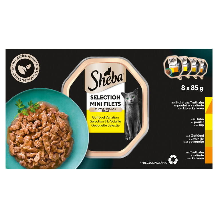 Sheba Mini Filets Sélection à la volaille pâtée pour chat (85 g)