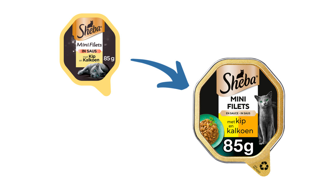 Sheba Mini Filets au poulet et à la dinde pâtée pour chat (85 g)