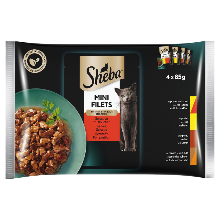 Sheba Mini Filets Sélection du Boucher en sauce pâtée pour chat (sachets 85 g)